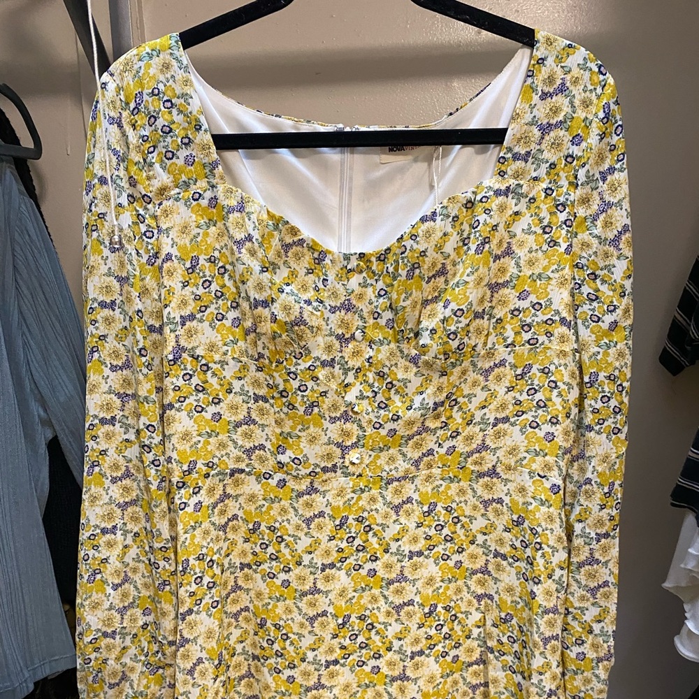 Fashion Nova Floral Dress- Yellow/combo XL